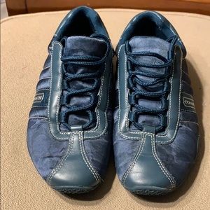 Lightly worn blue Coach shoes, size 5.5